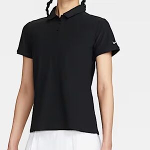 New-Nike Golf Tour Performance Dri-fit Black Fitted Short Sleeve WhiteSwish Polo